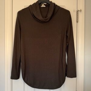 Women's Olive Cowl Neck Shirt Sweater